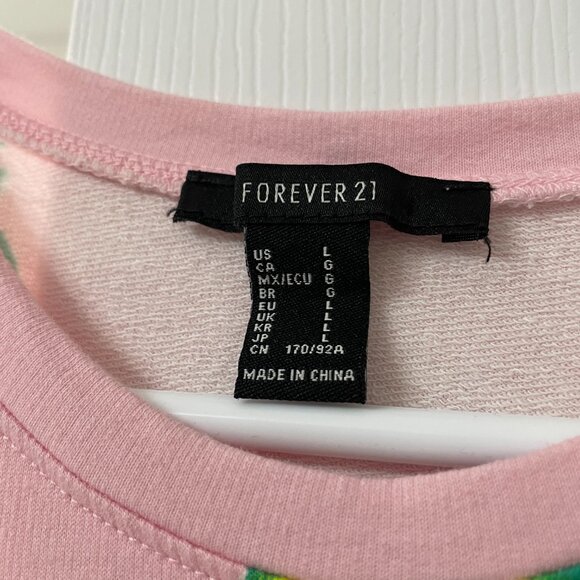 FOREVER 21 Pink Tropical T-shirt - Size L - Picture 2 of 4